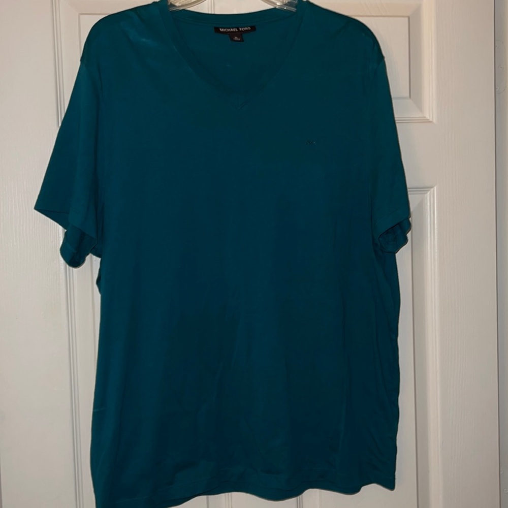 Michael Kors Teal Vneck T Shirt